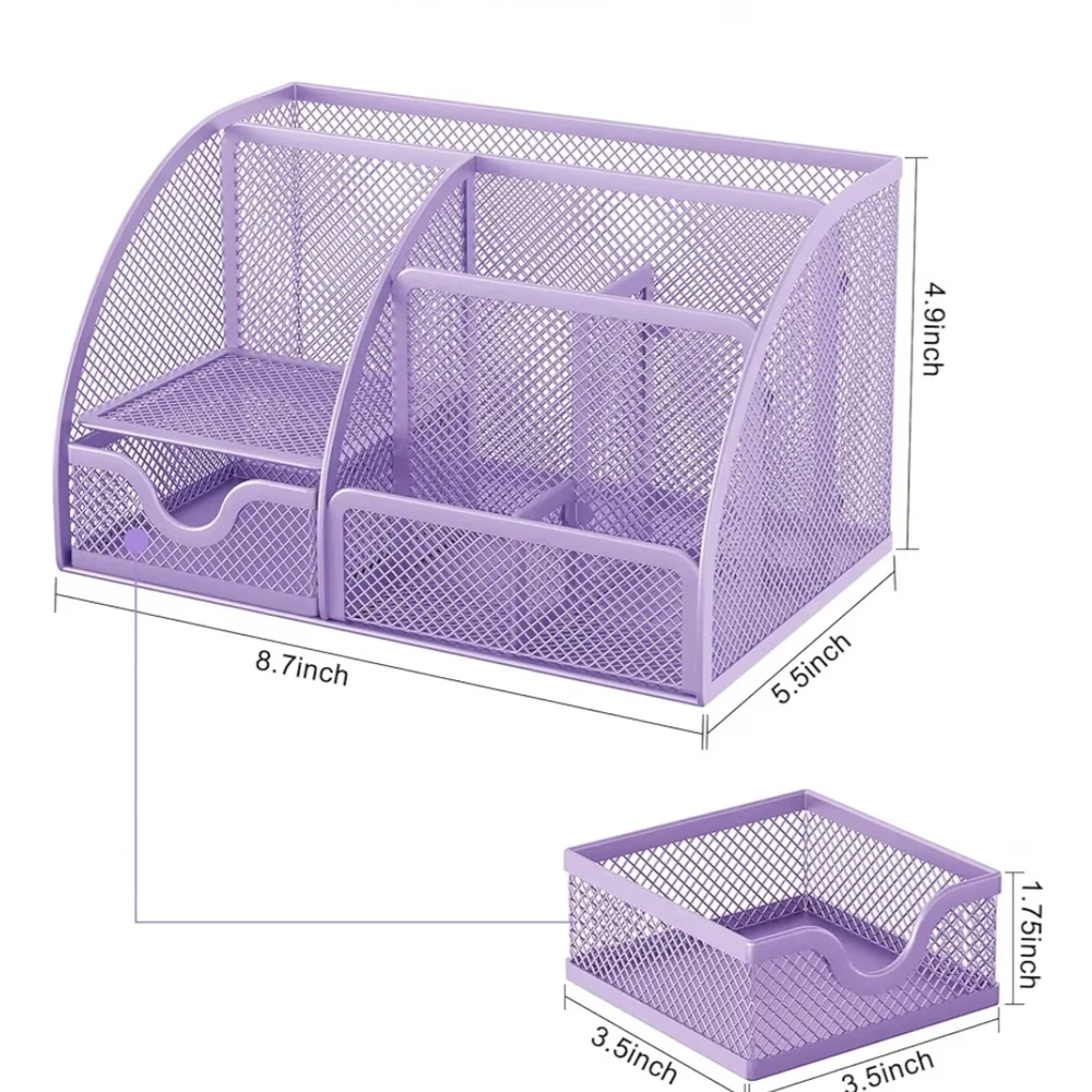 Purple Mesh Desk Organizer